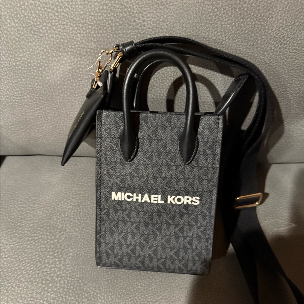 Michael Kors Black Mini Cellphone Tote Bag